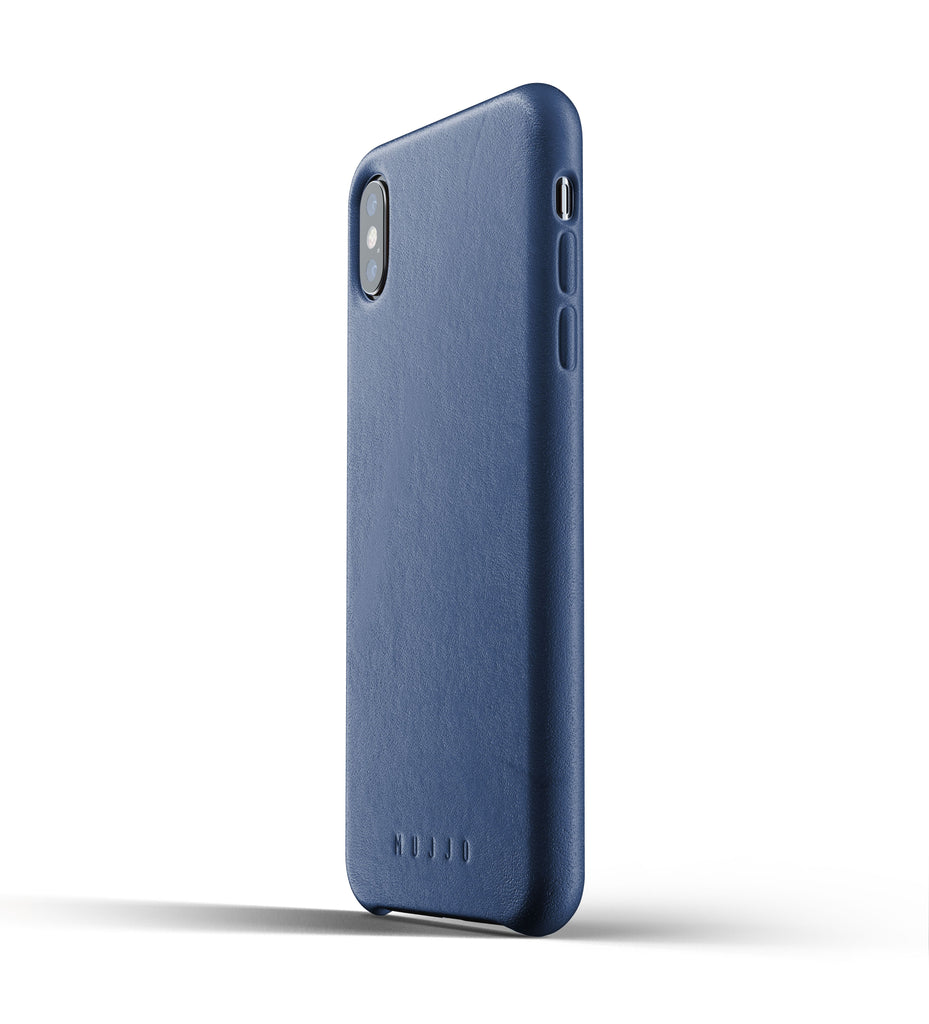 Mujjo Full Leather Case for iPhone XS Max, Monaco Blue