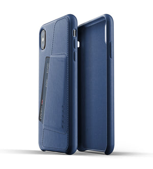 Mujjo Full Leather Wallet Case for iPhone Xs Max, Monaco Blue