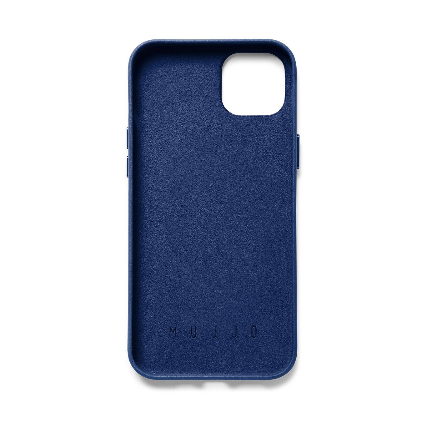 Mujjo Full Leather Wallet Case for iPhone 14 Plus, Monaco Blue