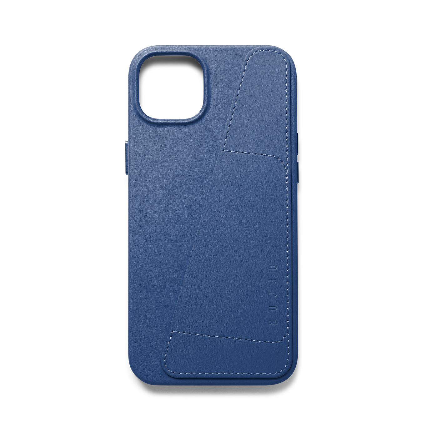 Mujjo Full Leather Wallet Case for iPhone 14 Plus, Monaco Blue
