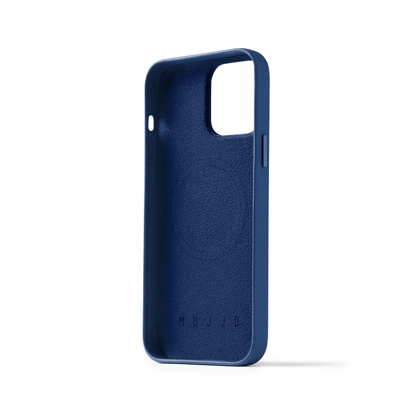 Mujjo Full Leather Wallet Case for iPhone 14 Pro Max, Monaco Blue