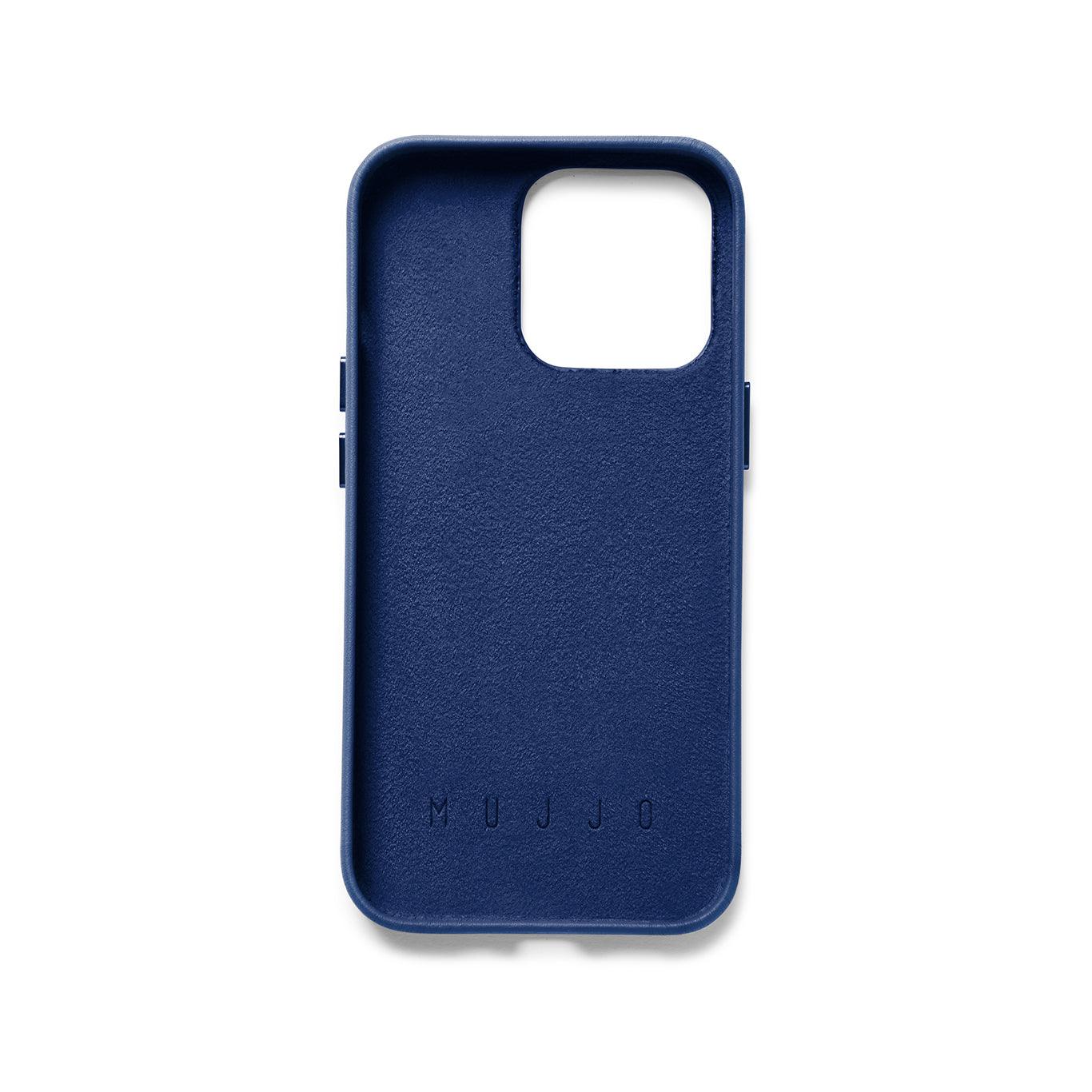 Mujjo Full Leather Wallet Case for iPhone 14 Pro, Monaco Blue