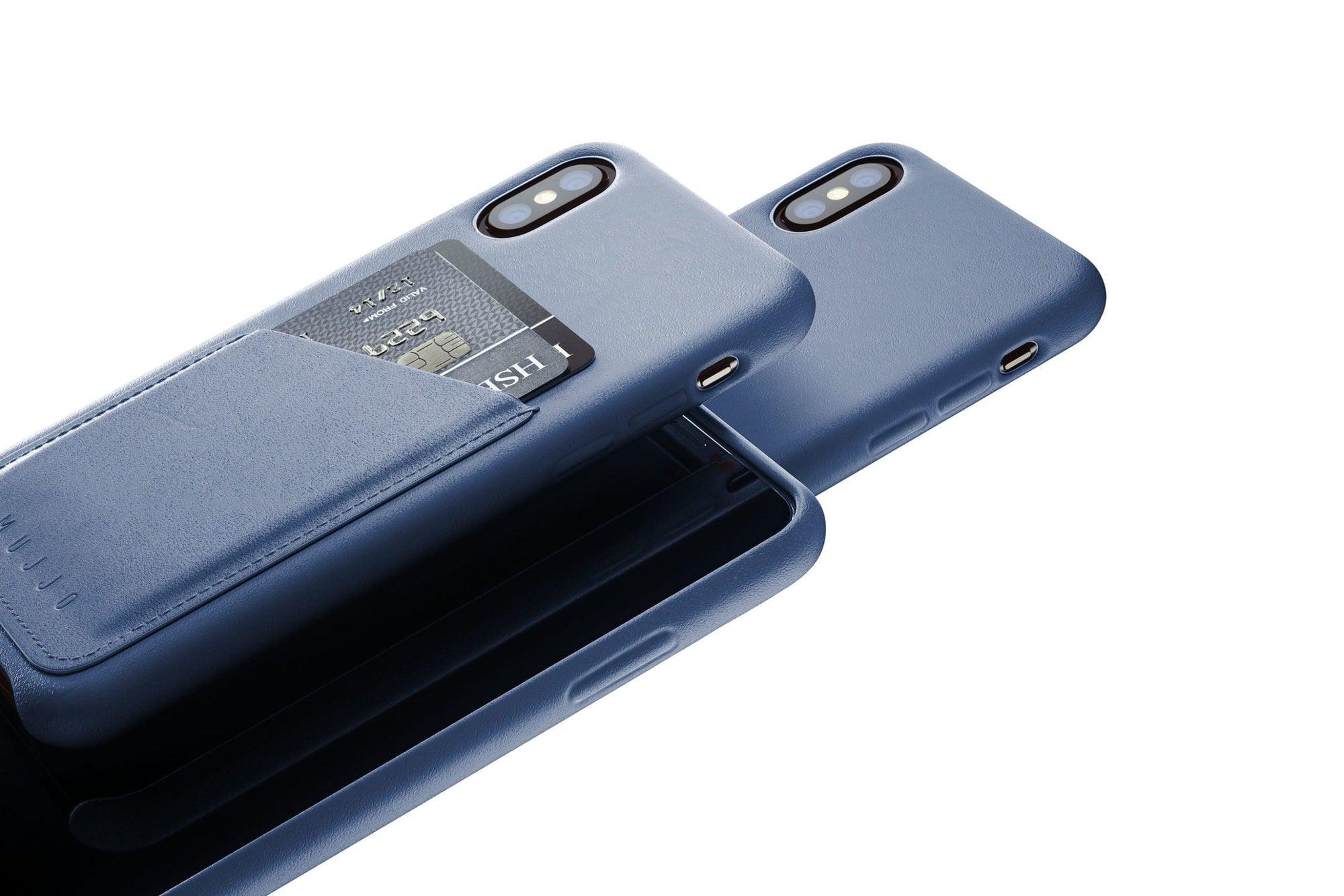 Header Full leather wallet case for iPhone Xs Blue 02