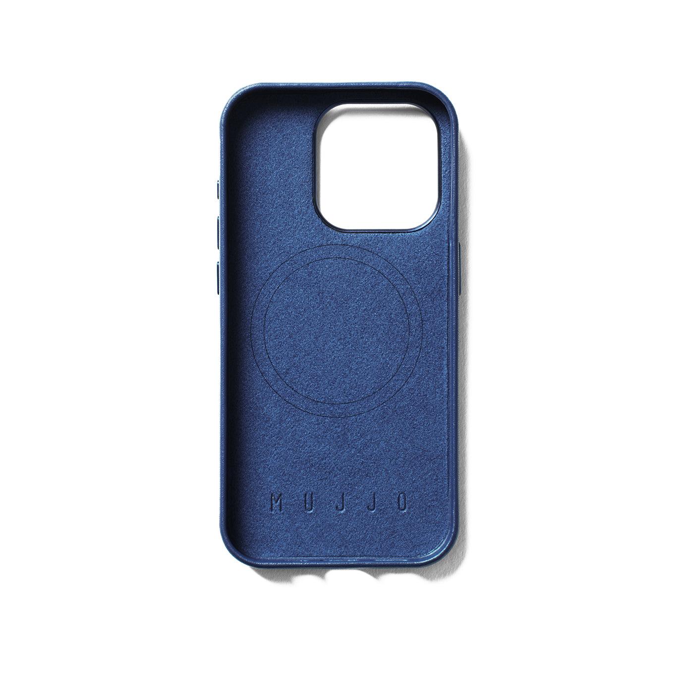 Mujjo Full Leather Case for iPhone 15 Pro, Monaco Blue
