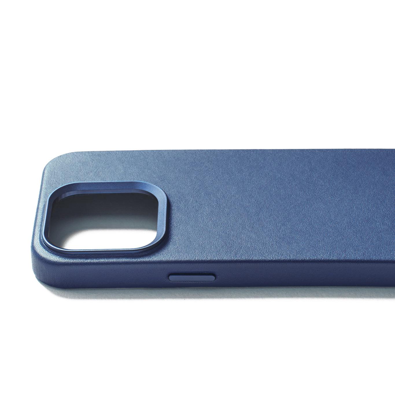 Mujjo Full Leather Case for iPhone 15 Pro, Monaco Blue
