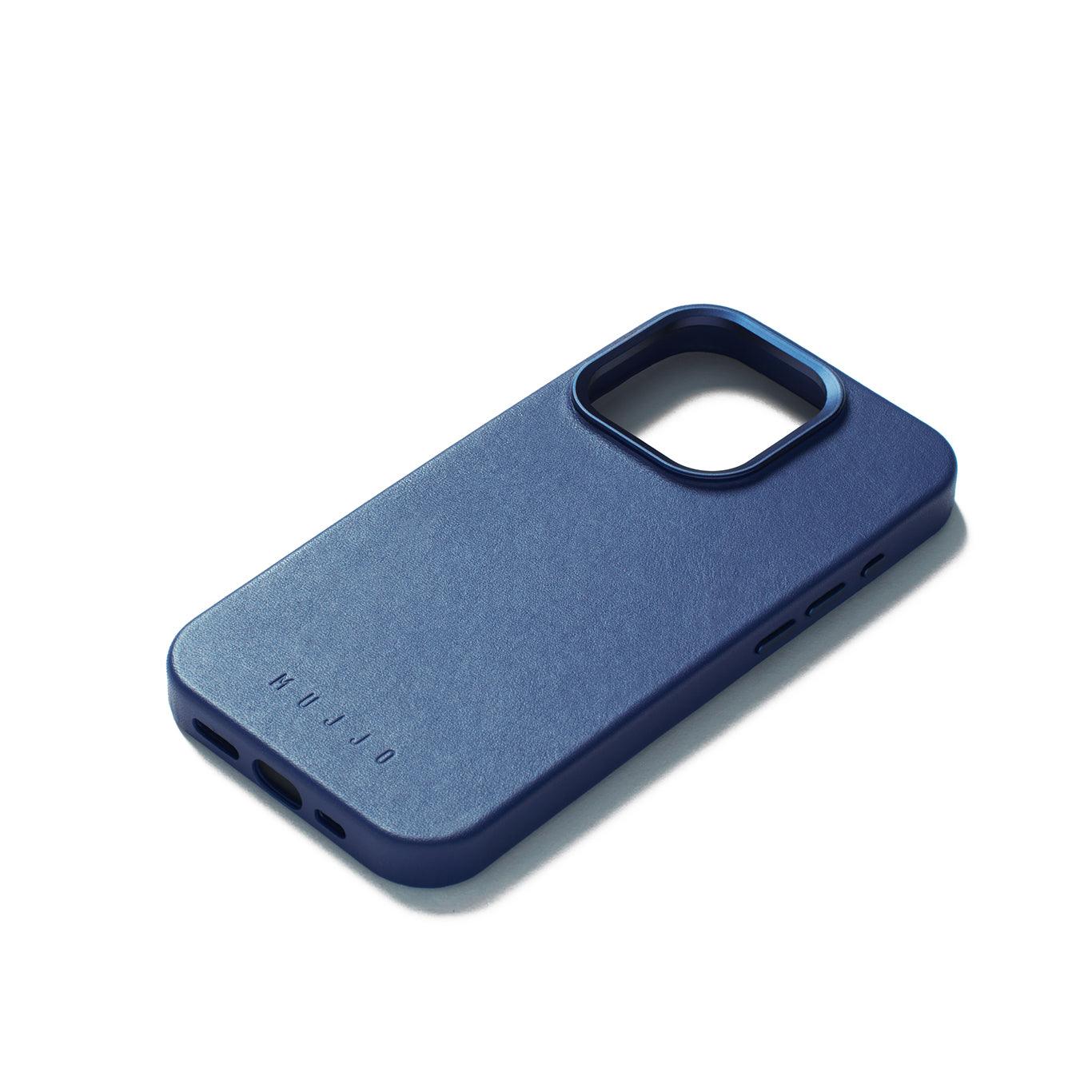 Mujjo Full Leather Case for iPhone 15 Pro, Monaco Blue
