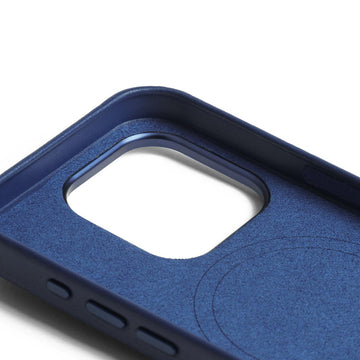 Mujjo Full Leather Case for iPhone 15 Pro, Monaco Blue