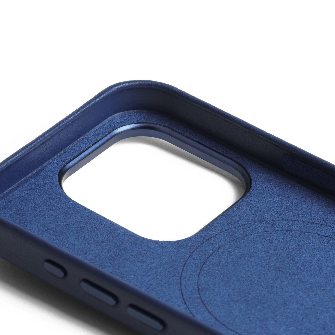Mujjo Full Leather Case for iPhone 15 Pro, Monaco Blue