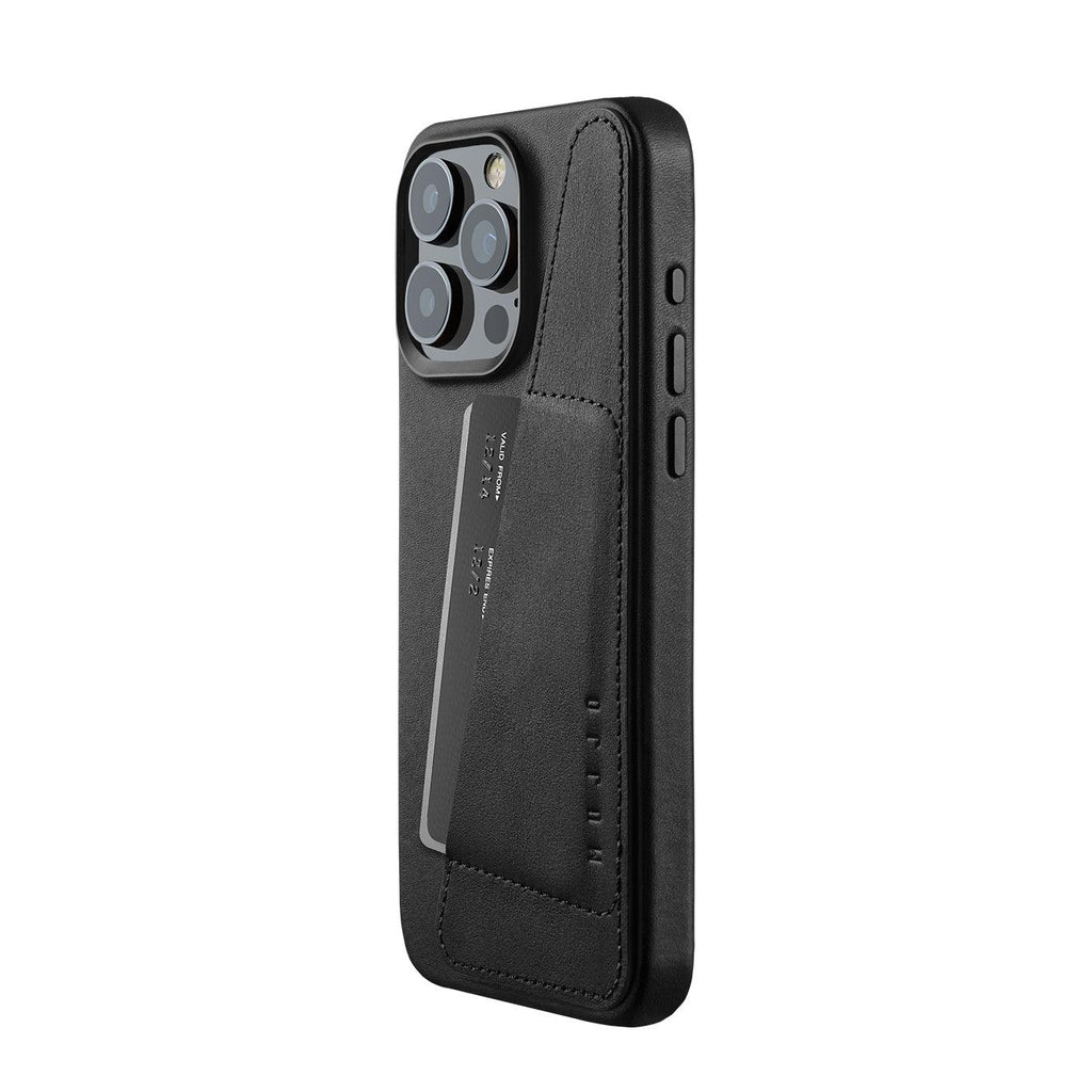 Mujjo Full Leather Wallet Case for iPhone 15 Pro Max, Black
