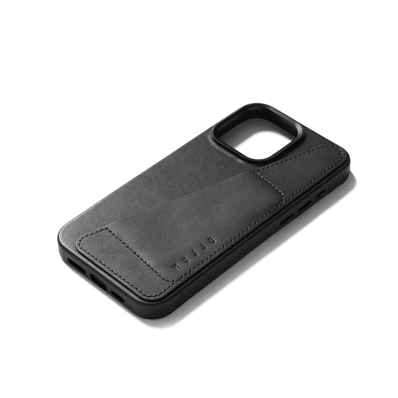 Mujjo Full Leather Wallet Case for iPhone 15 Pro Max, Black