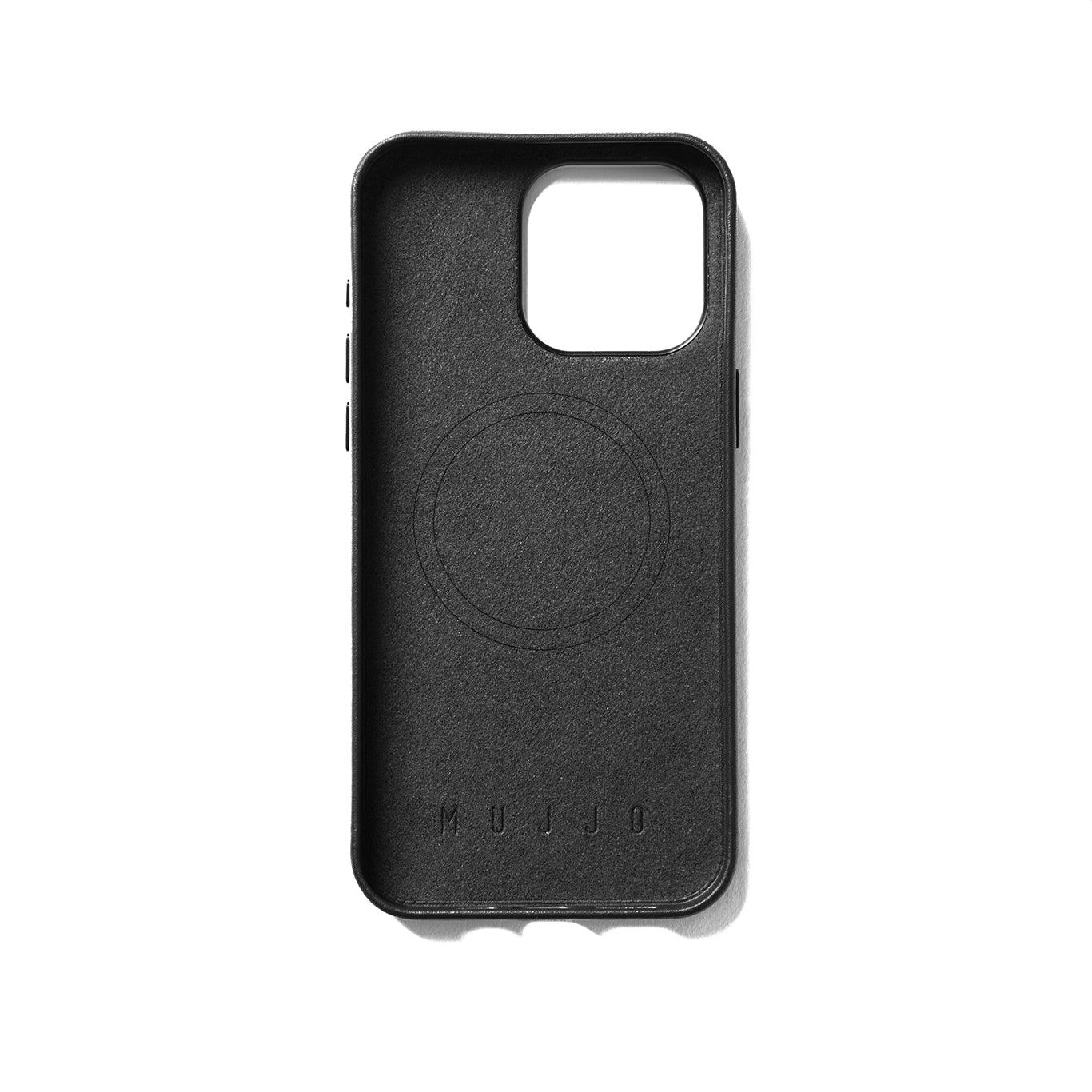 Mujjo Full Leather Wallet Case for iPhone 15 Pro Max, Black