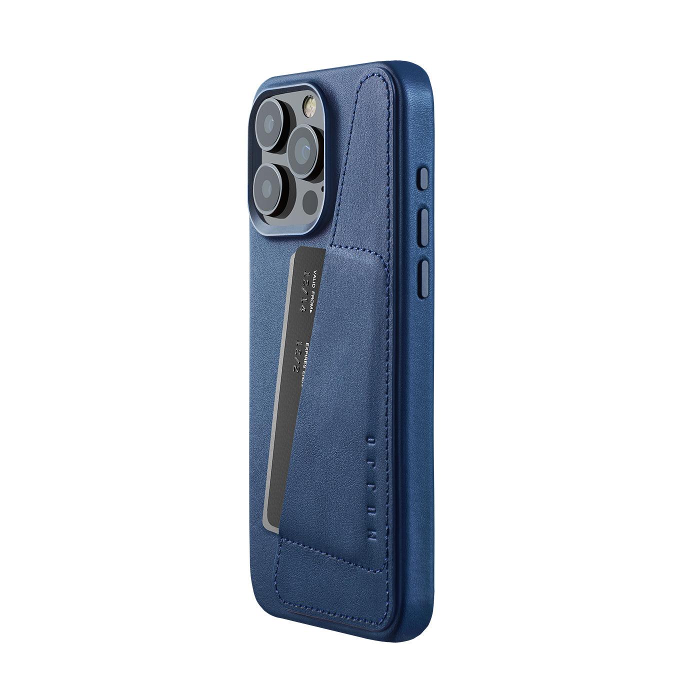Mujjo Full Leather Wallet Case for iPhone 15 Pro Max, Monaco Blue   