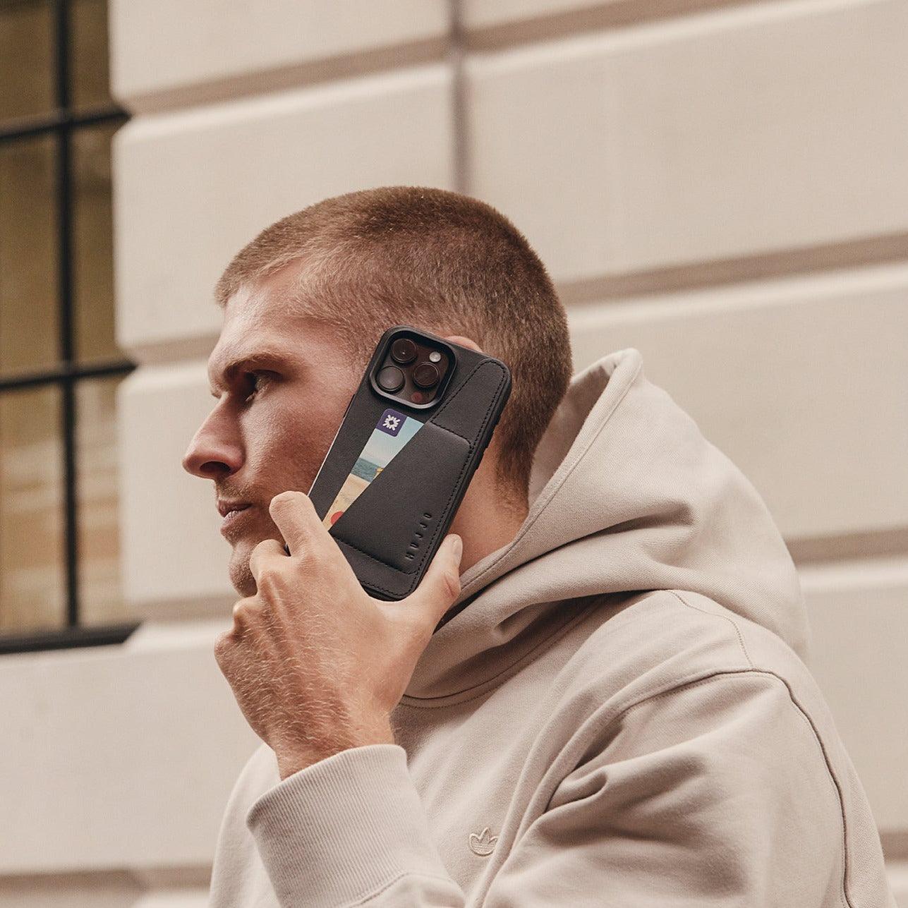 Mujjo Full Leather Wallet Case for iPhone 15 Pro Max, Black