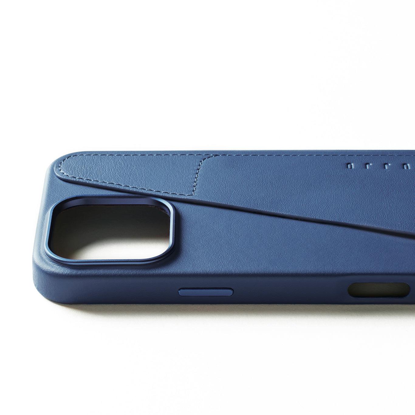 Mujjo Full Leather Wallet Case for iPhone 16 Pro Max, Monaco Blue