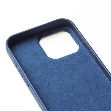 Mujjo Full Leather Wallet Case for iPhone 16 Pro Max, Monaco Blue