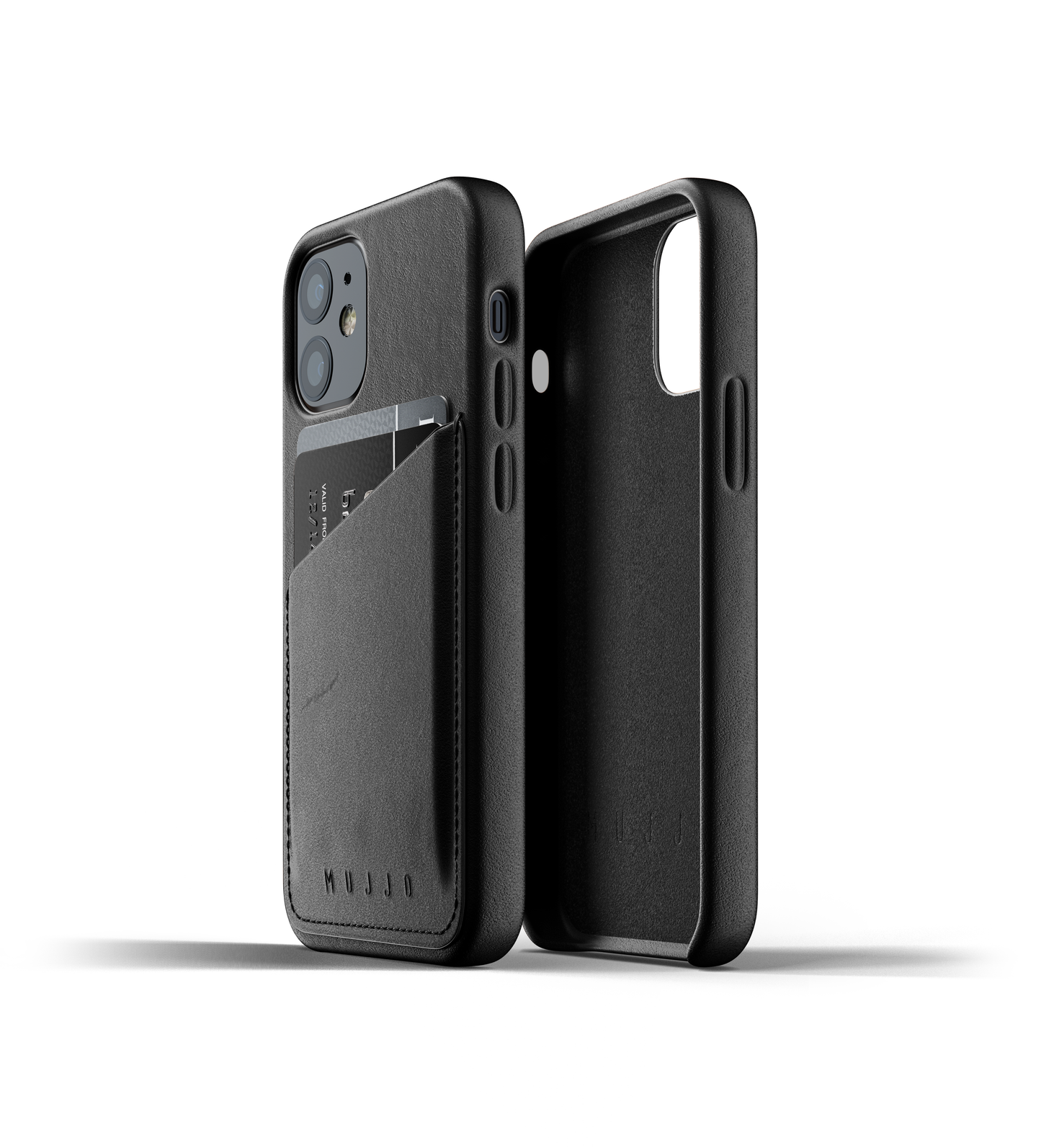 Mujjo Full Leather Wallet Case for iPhone 12 mini, Black