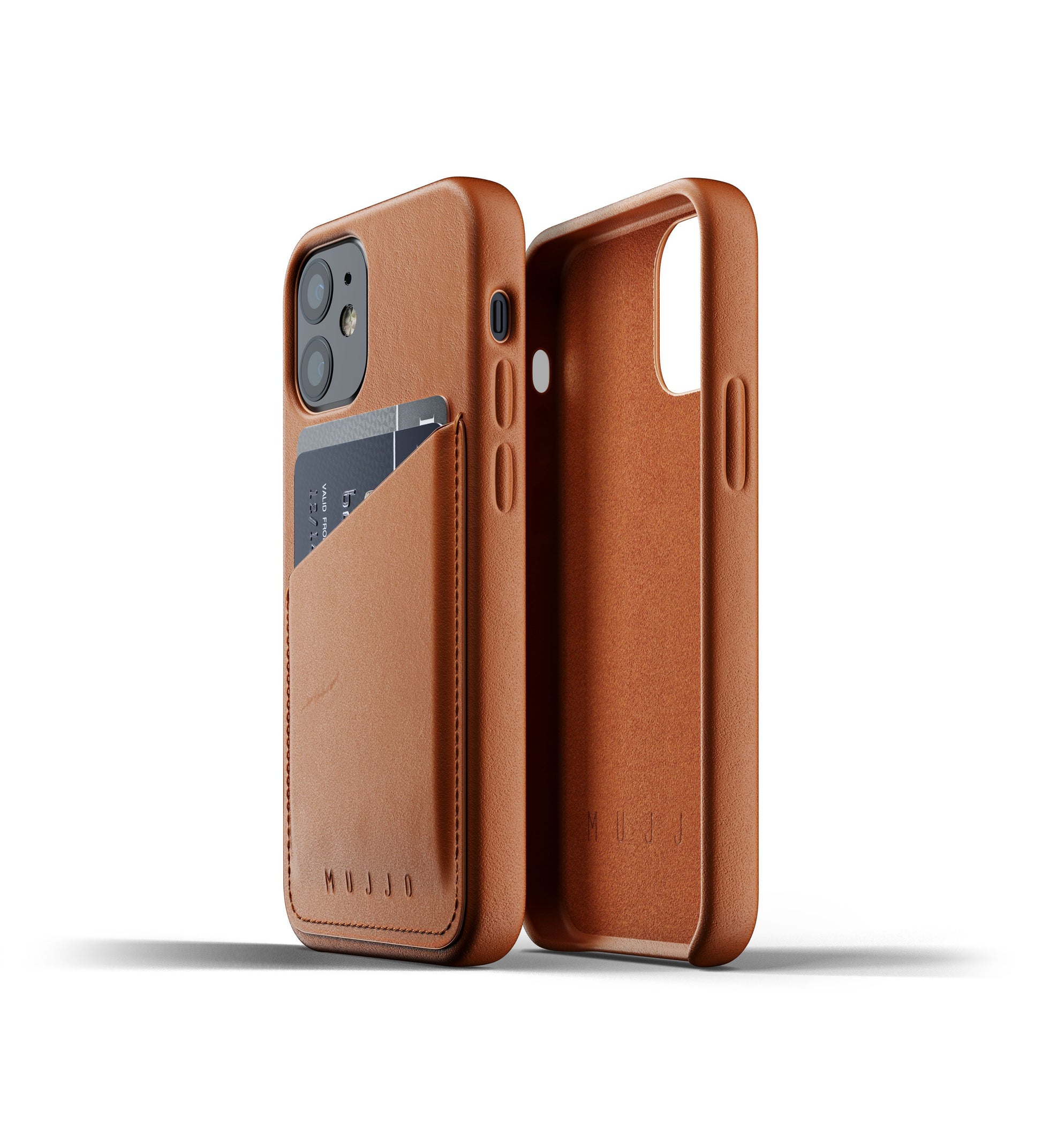 Mujjo Full Leather Wallet Case for iPhone 12 mini, Tan