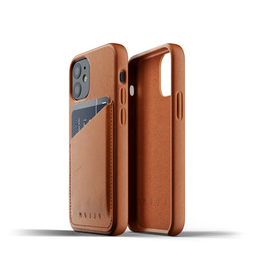 Mujjo Full Leather Wallet Case for iPhone 12 mini, Tan