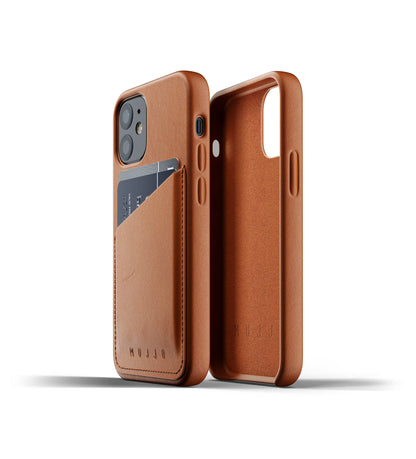 Mujjo Full Leather Wallet Case for iPhone 12 mini, Tan