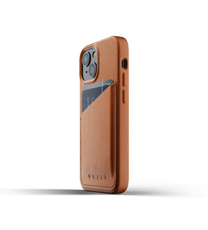 Mujjo Full Leather Wallet Case for iPhone 13 mini, Tan