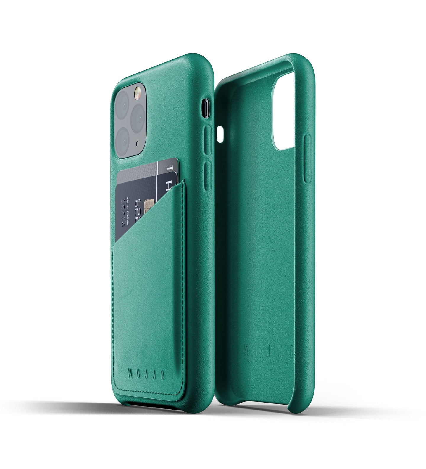 Mujjo Full Leather Wallet Case for iPhone 11 Pro, Alpine Green