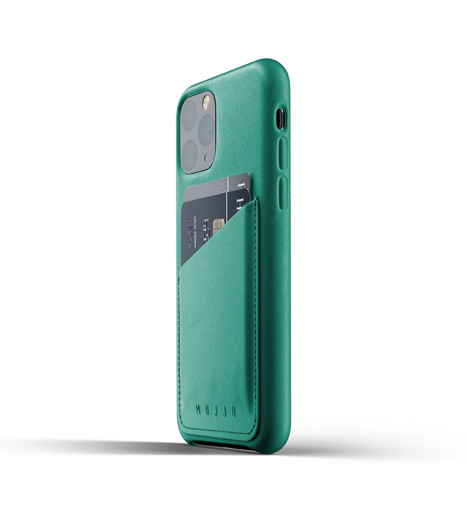 Mujjo Full Leather Wallet Case for iPhone 11 Pro, Alpine Green