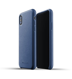 Mujjo Full Leather Case for iPhone XS, Monaco Blue
