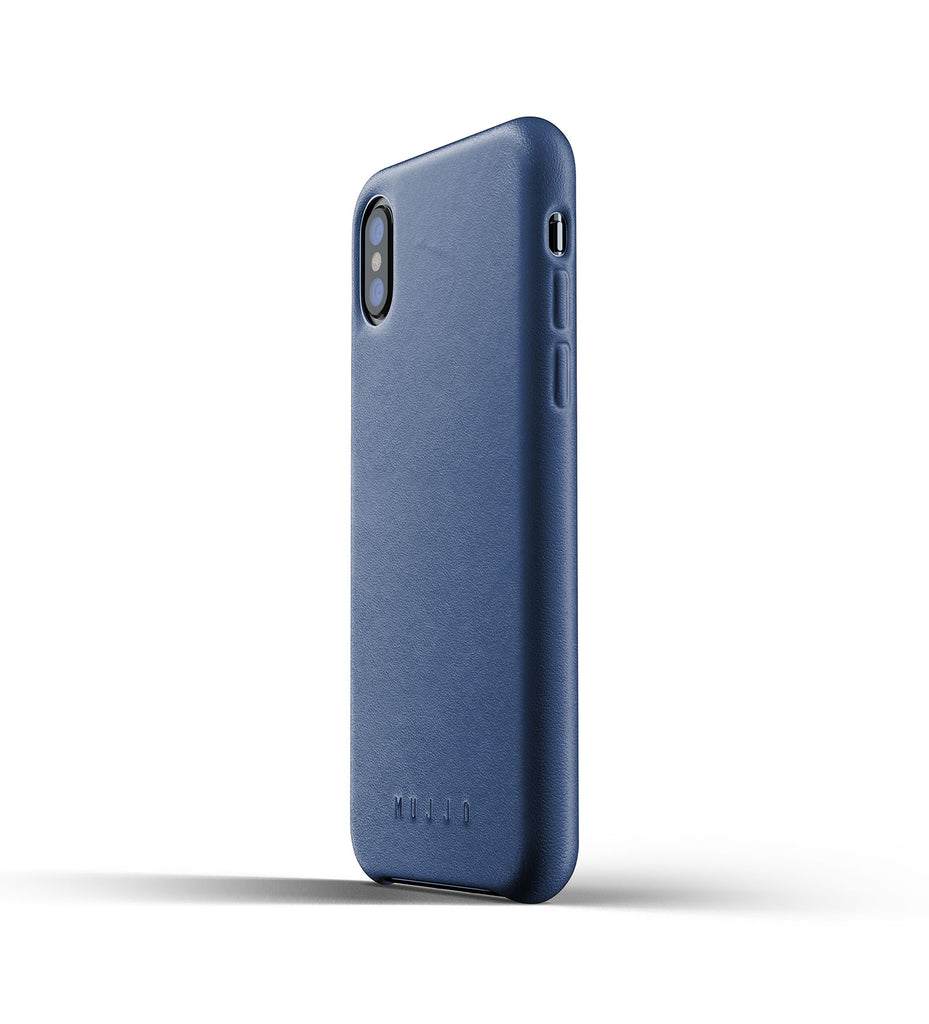 Mujjo Full Leather Case for iPhone XS, Monaco Blue