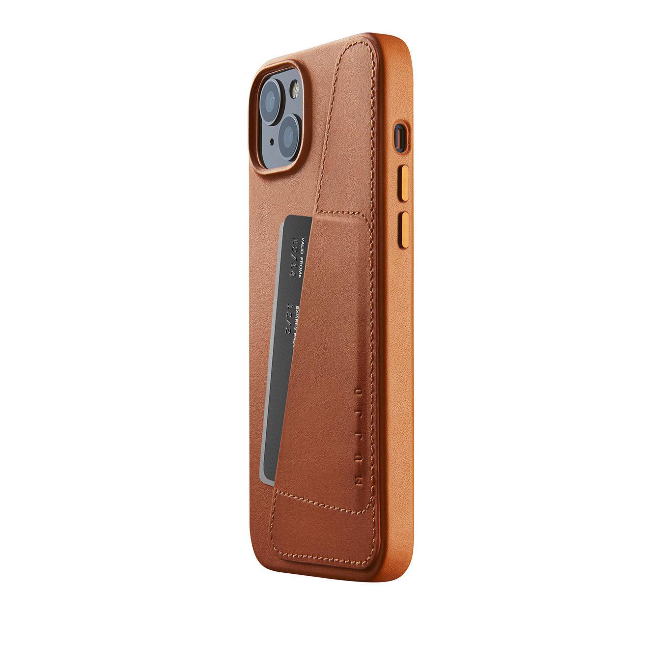 Mujjo Full Leather Wallet Case for iPhone 14 Plus, Tan
