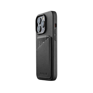 Mujjo Full Leather Wallet Case for iPhone 14 Pro, Black