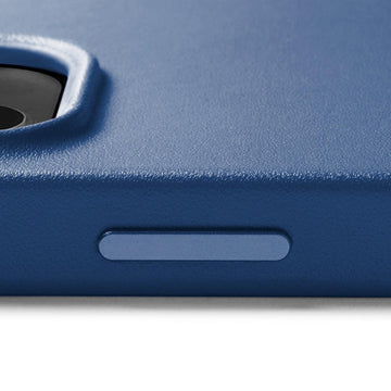 Mujjo Full Leather Case for iPhone 14 Pro, Monaco Blue, side button