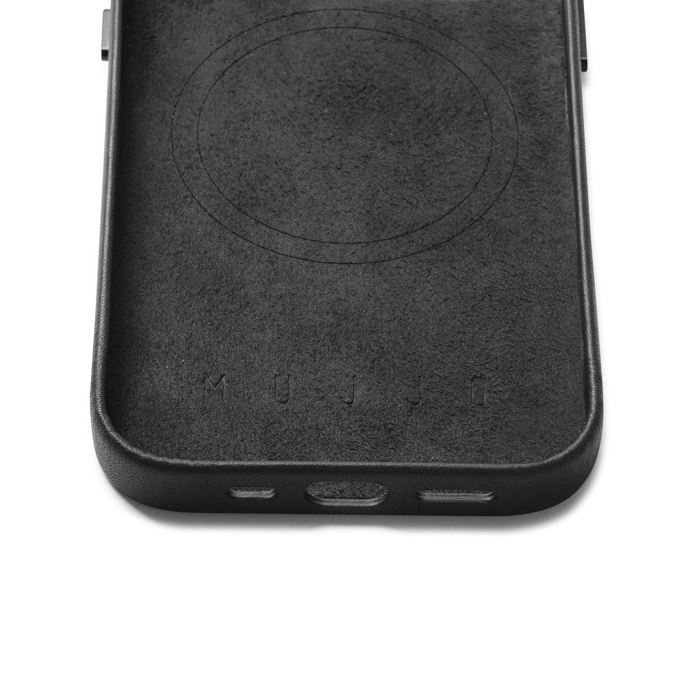 Mujjo Full Leather Wallet Case for iPhone 14 Pro, Black