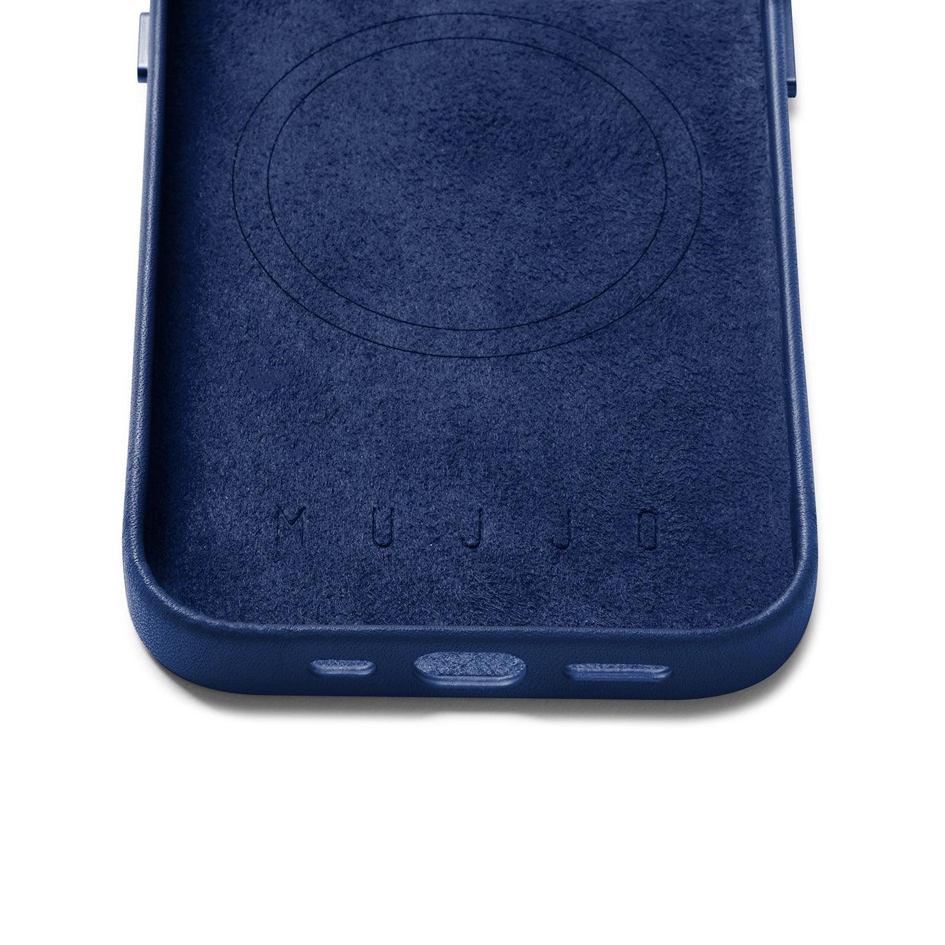 Mujjo Full Leather Case for iPhone 14 Pro, Monaco Blue