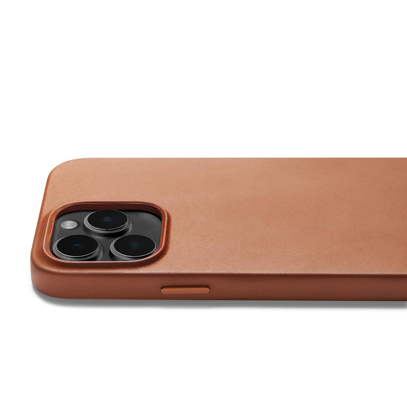 Mujjo Full Leather Case for iPhone 14 Pro Max, Tan, side button