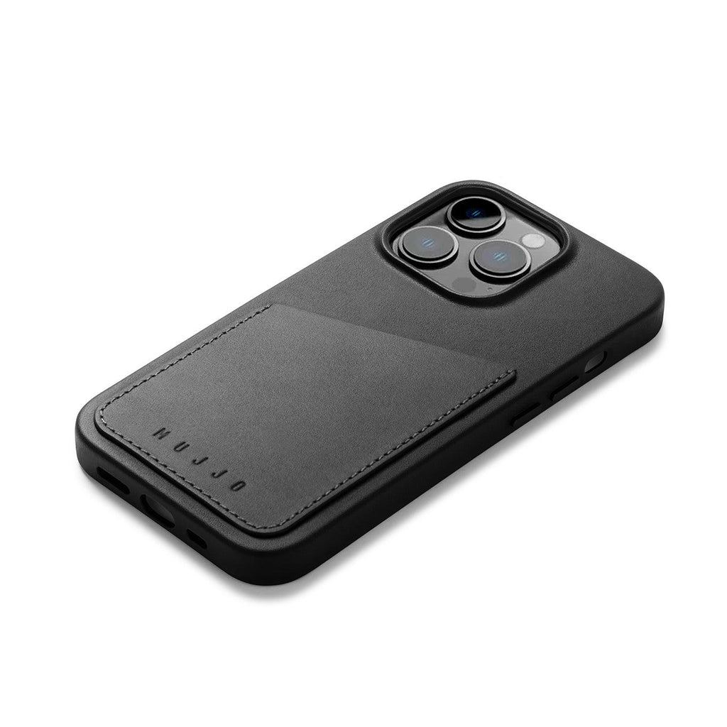 Mujjo Full Leather Wallet Case for iPhone 14 Pro, Black