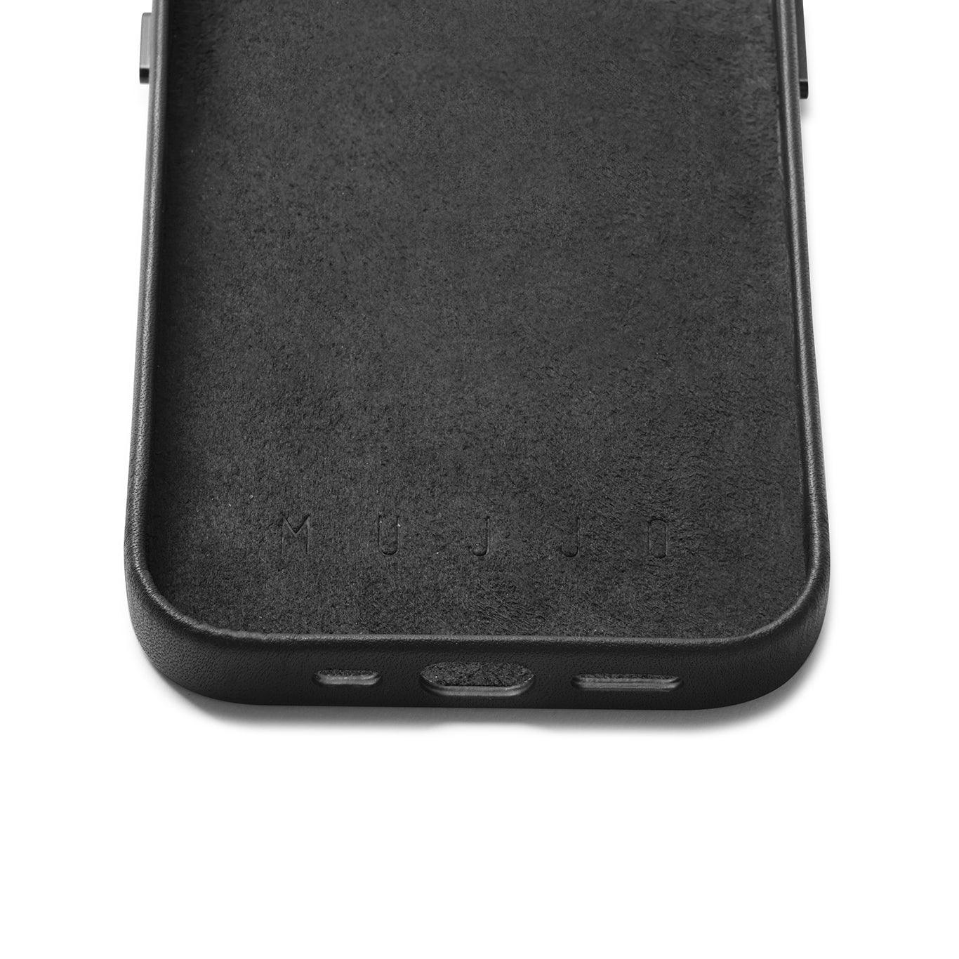 Mujjo Full Leather Wallet Case for iPhone 14 Pro, Black