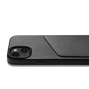 Mujjo Full Leather Wallet Case for iPhone 14, Black, side button